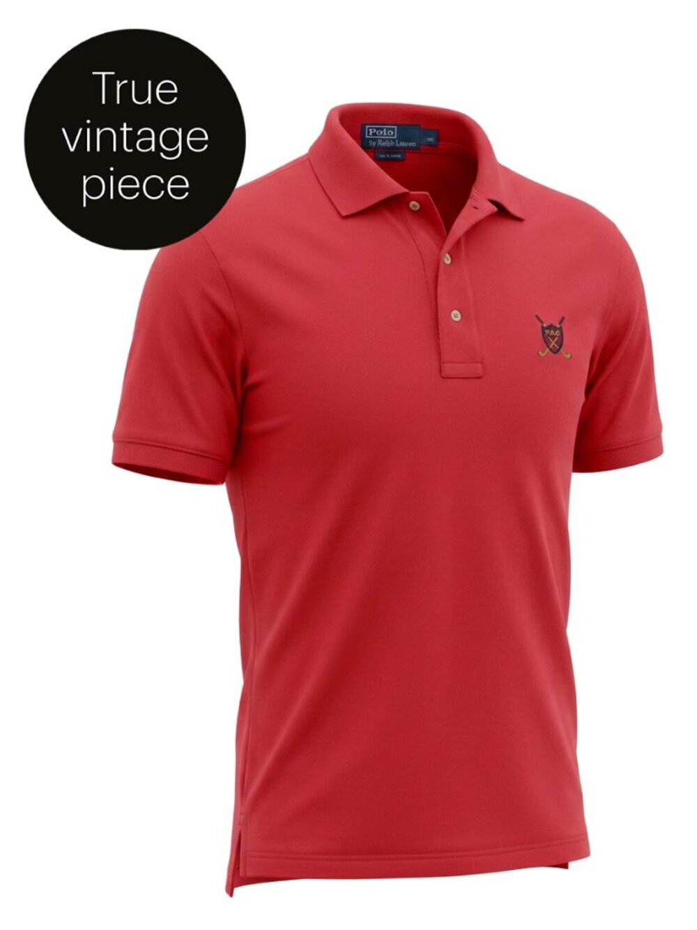 POLO RALPH LAUREN Red Vintage Golf Crest Shield Polo Shirt Cotton xs